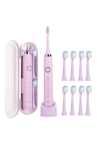 Choice3 PURPLE Sonic Electric Toothbrush Adults 8 Brush Heads 5 Modes USB Rec...