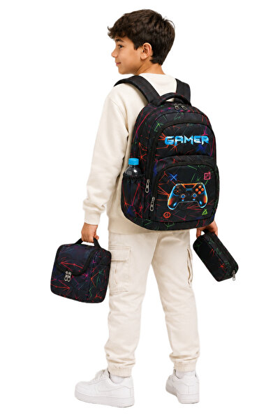 betto's Children's Primary School Backpack Black 3-Piece Set Primary School B...