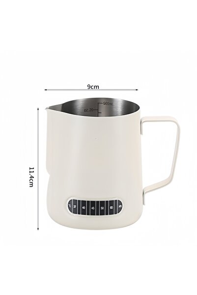 Choice4 600ml Beige Coffee Milk Frother Jug Temperature Sensing Patch Stainle...