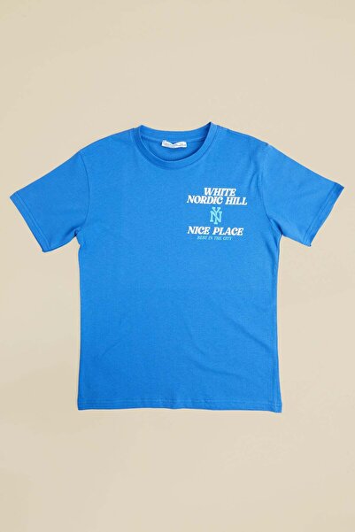 Fulla Moda White Nordic Hill Summer Printed Boys' T-Shirt
