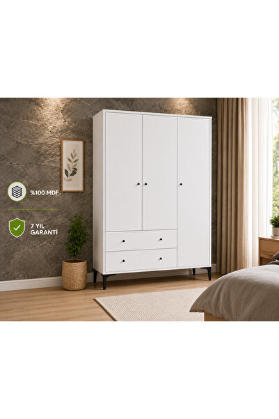 VENATTO Focus 3 Kapılı Dolap/gardırop Beyaz (%100MDF)
