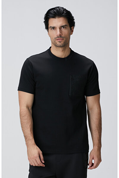 Network N-Tech Siyah Fermuar Cep Detaylı T-Shirt