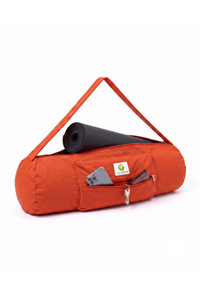 Yogatime Yoga Mat Çantası – Oranj - Tam Boy Fermuarlı ve Cepli Pamuk Kumaş Çanta