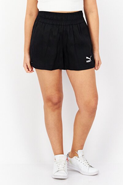 Puma Women Sportswear Fit Embroidered Logo Pull-On Shorts, Black
