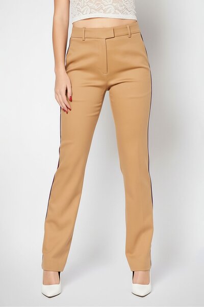 PİNKO Women Regular Fit Textured Stretchable Chino Pants, Khaki