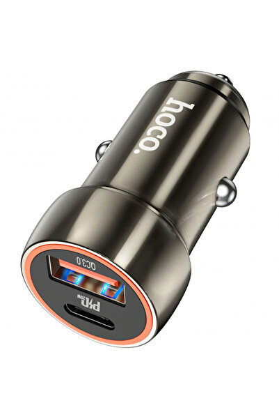 Hoco Incarcator Auto Z46A, 20W, 3A, 1 x USB-A - 1 x USB-C, Gri