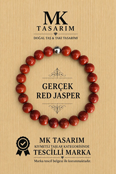 MK tasarım حجر الجاسبر الأحمر الحقيقي - سوار من اللؤلؤ - MKT.1.101.43 سوار لل...