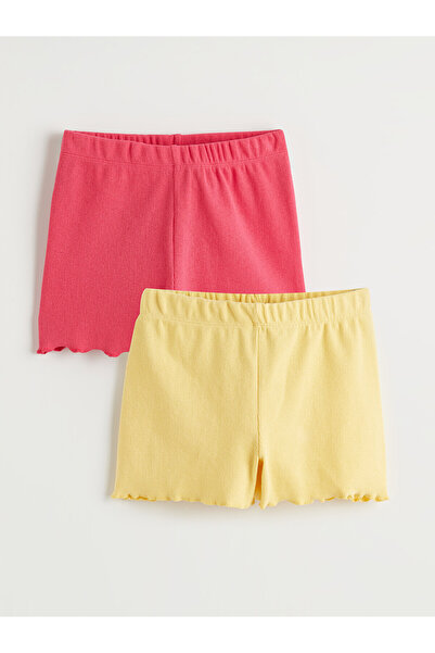 LC Waikiki Two Mt Shop Quality Pink Combed Cotton Plain Short Girls' Shorts