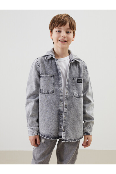 LC Waikiki Nevavm Hooded Boy's Jean Shirt with Difference