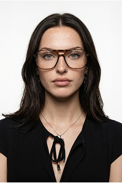 Houseofeyeris إطار MONARCA LEOPARD Retro Aviator / عدسات مربعة الشكل شفافة UV...