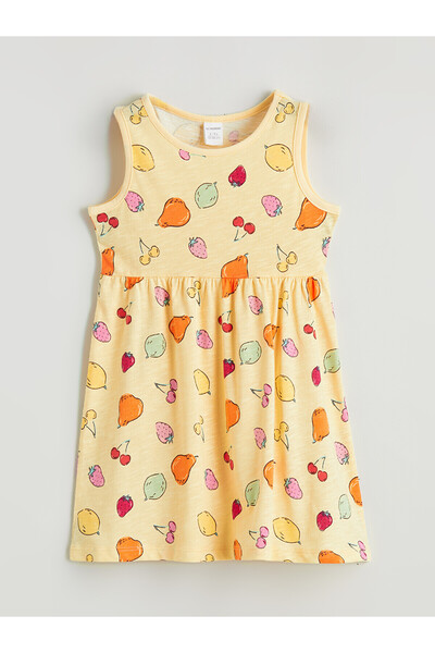 LC Waikiki Trendlucky Girls' Dress with Oval Collar and Difference in Color