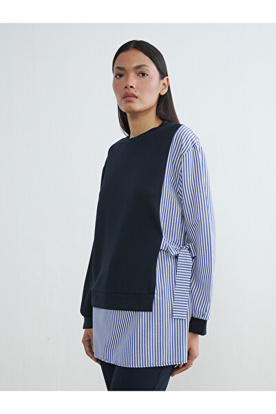 LC Waikiki Women's Striped Sweatshirt Tunic with Bow