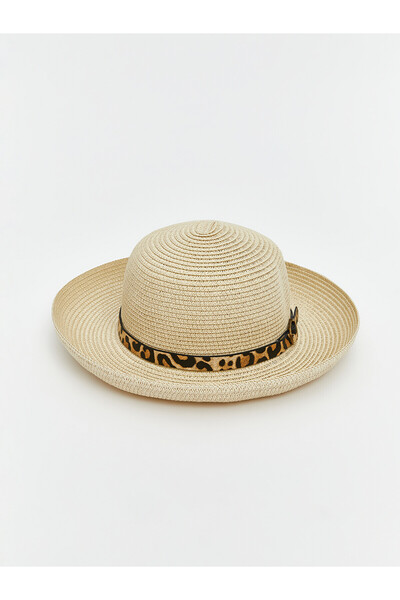 LC Waikiki Nevavm Women's Straw Hat with Leopard Pattern with a Difference