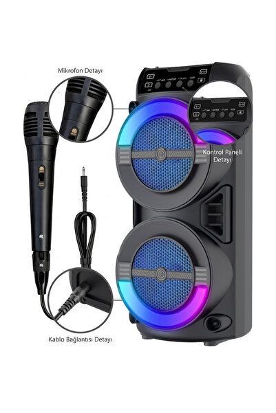 Genel Markalar RGB Işıklı Taşınabilir Bluetooth Hoparlör Güçlü Stereo Ses