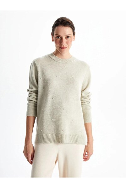 LC Waikiki Crew Neck Embroidered Women's Knitwear Sweater (W4)