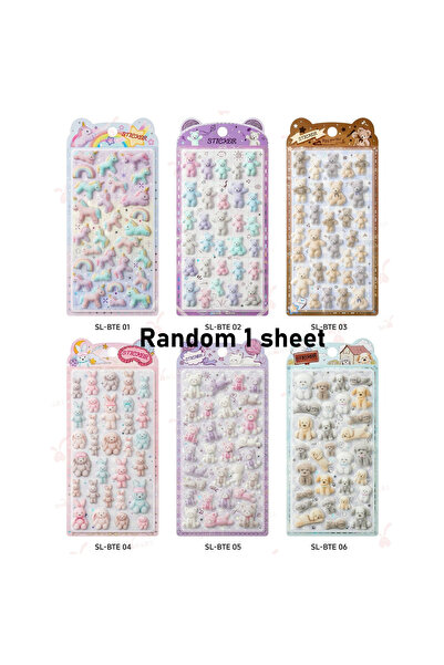 Choice Random 1 sheet Kawaii 3D Relief Rear Fluffy Animal Flocked Stickers fo...