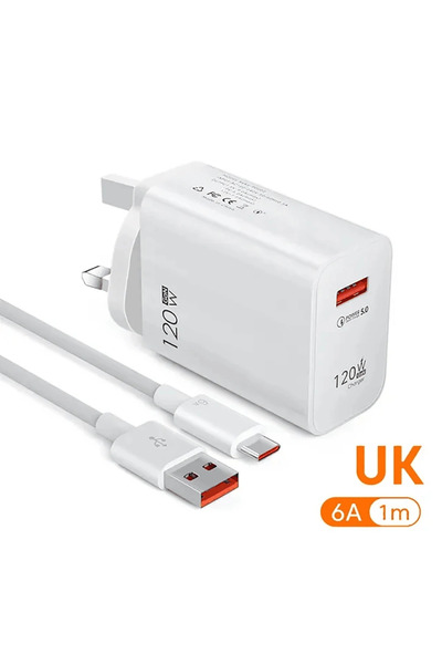 Choice5 شاحن USB بتقنية GaN بقوة 120 واط مع كابل 6 أمبير، شحن سريع 3.0، قابس ...