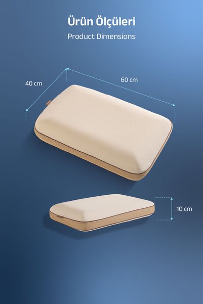 VİSCOTEX Small Neck Supported Visco Orthopedic Pillow with Cotton Cover, Brown, 60X40X10 cm