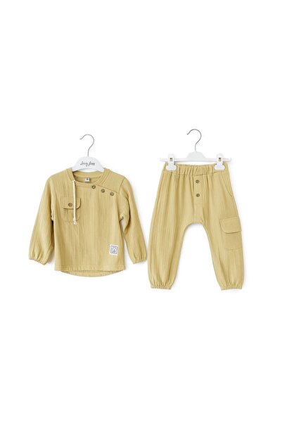 JUNIORKIDS طقم ملابس أطفال للأولاد مكون من قطعتين بغطاء للرأس من الموسلين GK968