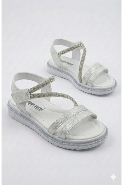 ORELİON Girl's Stoned Orthopedic Sandals – Glittery Special Occasion and Summer Evening Dress Model Sandals