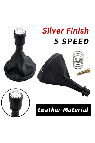 Choice1 Silver 5 Speed ﻿ Car Accessories 5/6 Speed Gear Shift Knob Leather Ga...