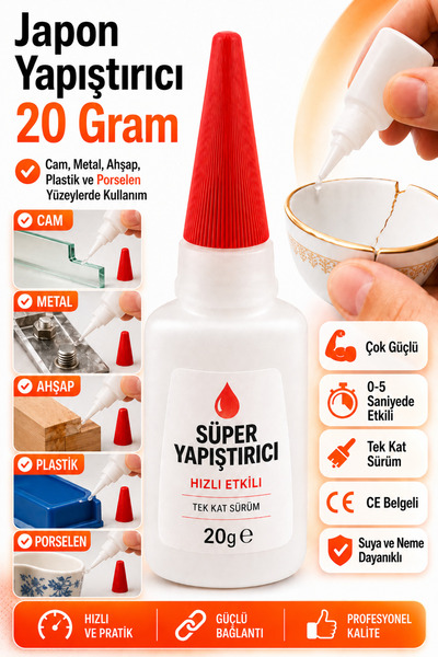 nelerbulurum 20gr Metal-plastik-cam-ahşap-porselen Çok Güçlü Pratik Hızlı Jap...