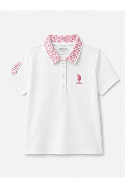 U.S. Polo Assn. U.S. Polo Assn Girls' Floral Collar T-Shirt 4-14 Years White