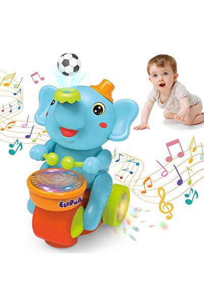 Choice BLUE Baby Crawling Toy: Electronic Walking Elephant Drummer with Float...