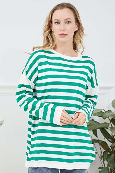 Fulla Moda Striped Crew Neck Knitwear Sweater
