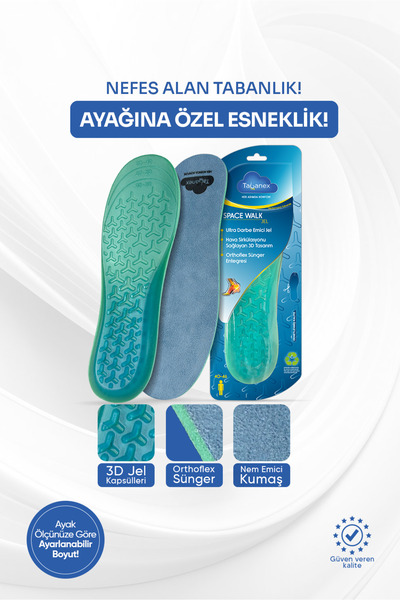 TABANEX Space Walk Jel Tabanlık – Orthoflex Esnek Sünger, 3D Jel Destekli Esn...