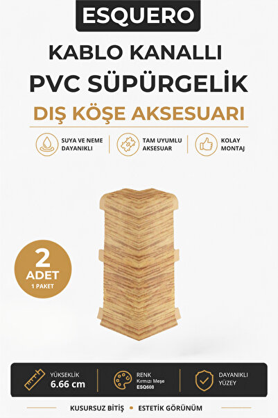 Genel Markalar Esquero Pvc Süpürgelik Kırmızı Meşe - Esq608 Dış Köşe Aksesuar...