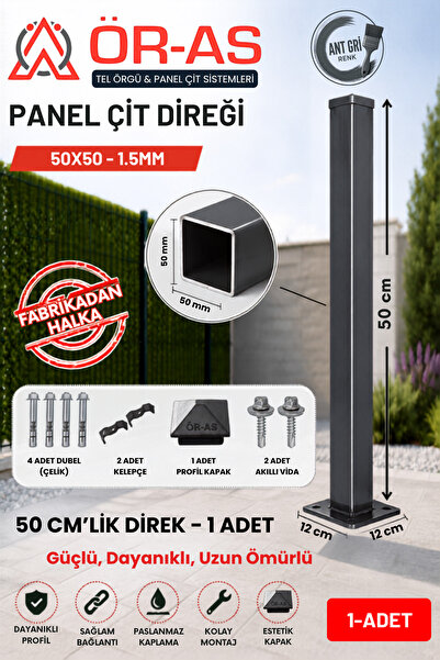 ÖR-AS TEL ÖRGÜ & PANEL ÇİT SİSTEMLERİ Panel Çit Direği Aksesuarlı-(-50cm-)Ren...