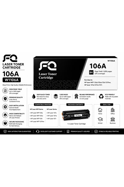 FQ متوافق مع خرطوشة الحبر 106A W1106A البديلة لطابعات HP Laserjet 107a 107w M...