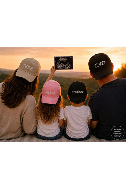 sf collection Mom & Dad & Brother-Sister Printed Brown-Cream-Black-Pink 4-Pie...