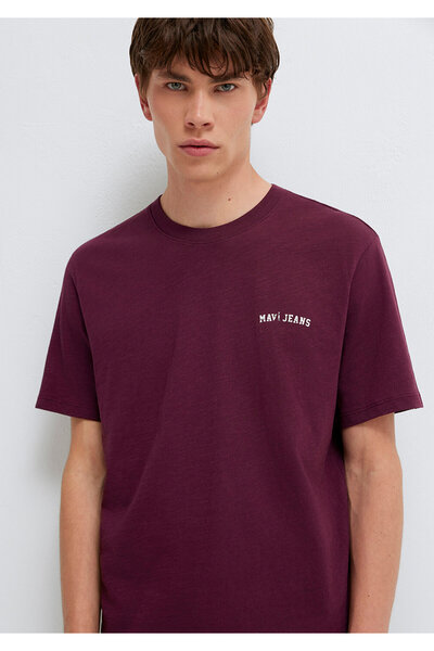 Mavi Jeans Printed Claret Red T-Shirt Regular Fit / Normal Cut 0613577-70434