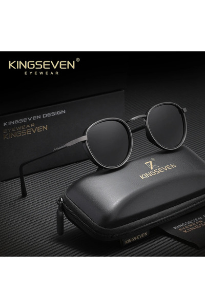 Choice1 Gun Gray KINGSEVEN Vintage Round Frame Sunglasses Men Polarized Women...