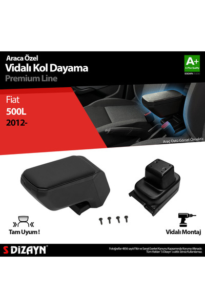 S Dizayn S-Dizayn Fiat 500L Armrest Arm Rest Abs with Screws Black 2018 Above...