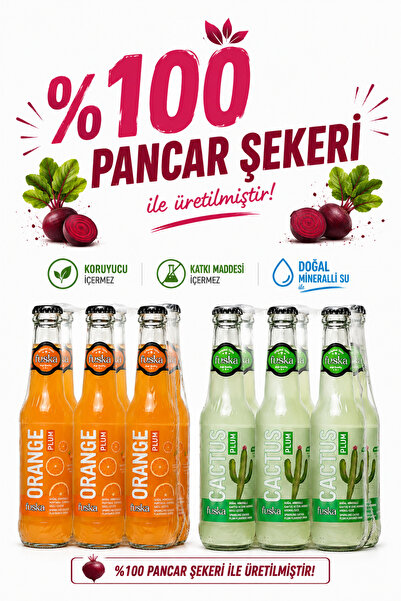 Fuska 12'li Kaktüs ve Portakal Aromalı Doğal Mineralli Gazlı İçecek Set 250ml...