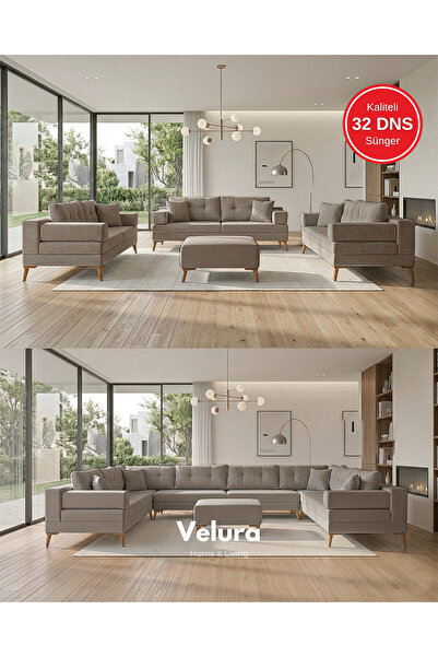 Velura Home & Living Zeri 3+3+3 Yataklı Puzzle Modüler U Köşe Koltuk Takımı &...