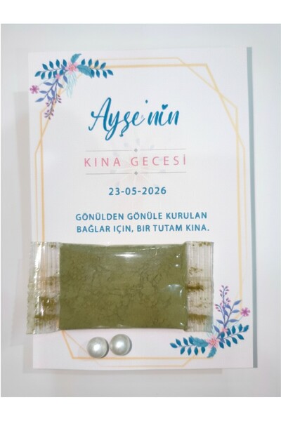 THE BIGGEST IMPACT 24 Adet Soft Pembe Botanik Desenli İnci Küpeli Stick Kına ...