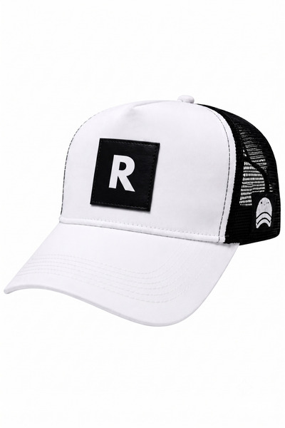 all hats R Letter Patch Detailed Mesh Trucker Baseball Cap