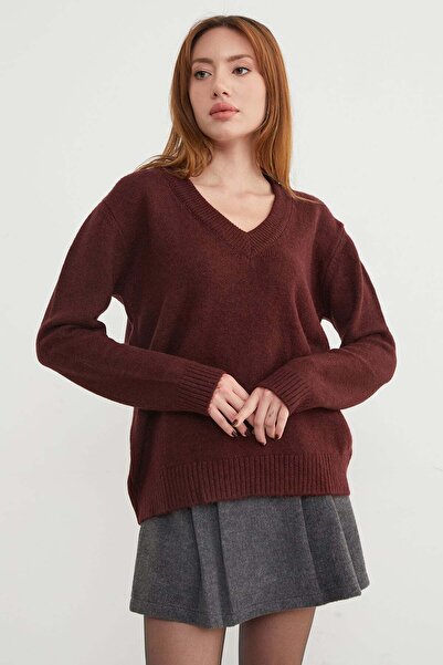 Fulla Moda basic Pulover casual cu decolteu în V