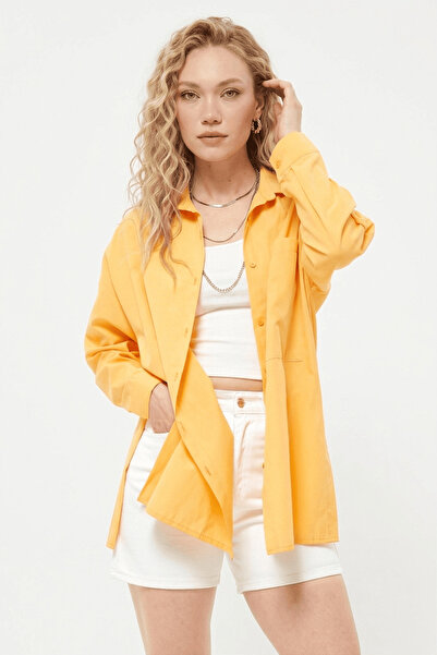 Fulla Moda Single Pocket Slit Oversized Shirt
