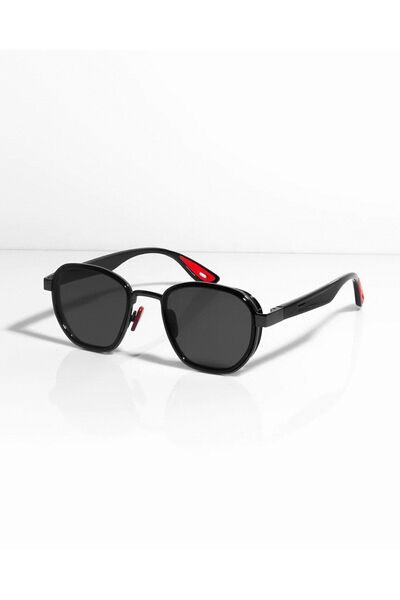 PİYESBOUTİQUE Men's Unisex New Season Black Pentagonal Uv400 Protected Metal ...