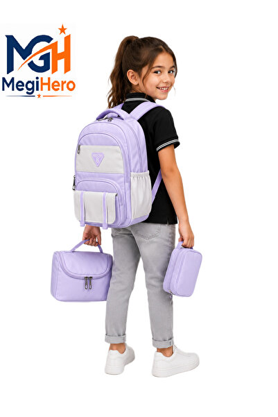 MegiHero Suya Dayanıklı Erkek Çocuk İlk Okul Çantası 3lü set İlkokul Çantası