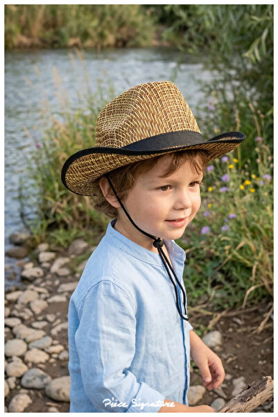 PIECE SIGNATURE Straw Sun Hat for Children (Ages 3-8) (Unisex)