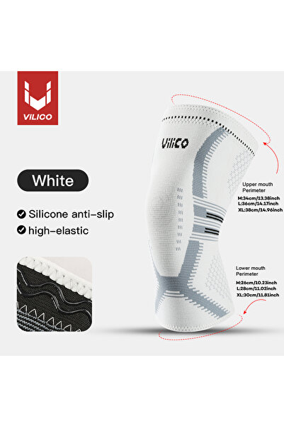 Choice18 L white 1 Pcs Compression Knee Support Sleeve Elastic Breathable Kne...