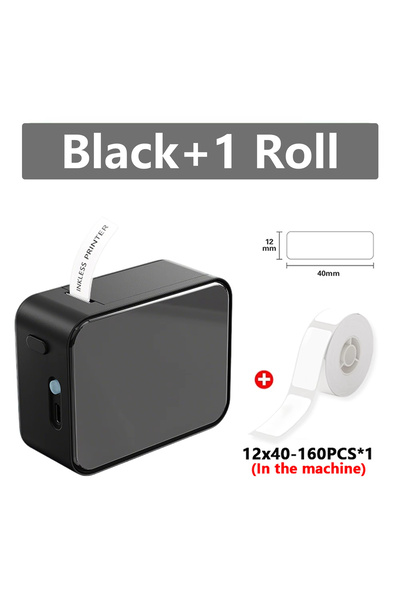 Choice1 Black 1Roll Marklife P15 Mini Portable Label Printer Smart Pocket Pri...