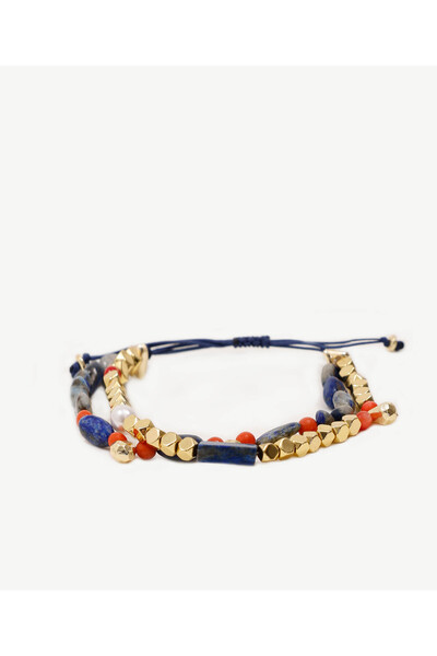 Yargıcı Natural Stone Detailed Double String Bracelet