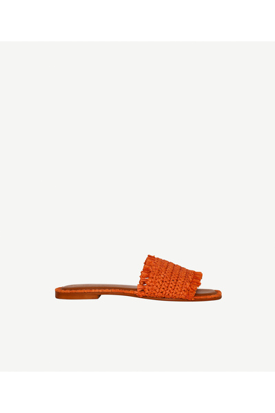Yargıcı Color Detailed Single Strap Straw Slippers
